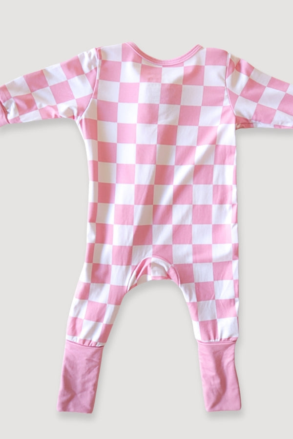 Convertible Two-Way Zipper One Piece | Pink Checker
