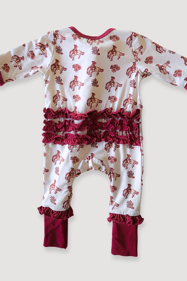 (PREORDER JULY) Convertible Two-Way Ruffled Zipper One Piece | Retro Cowgirl