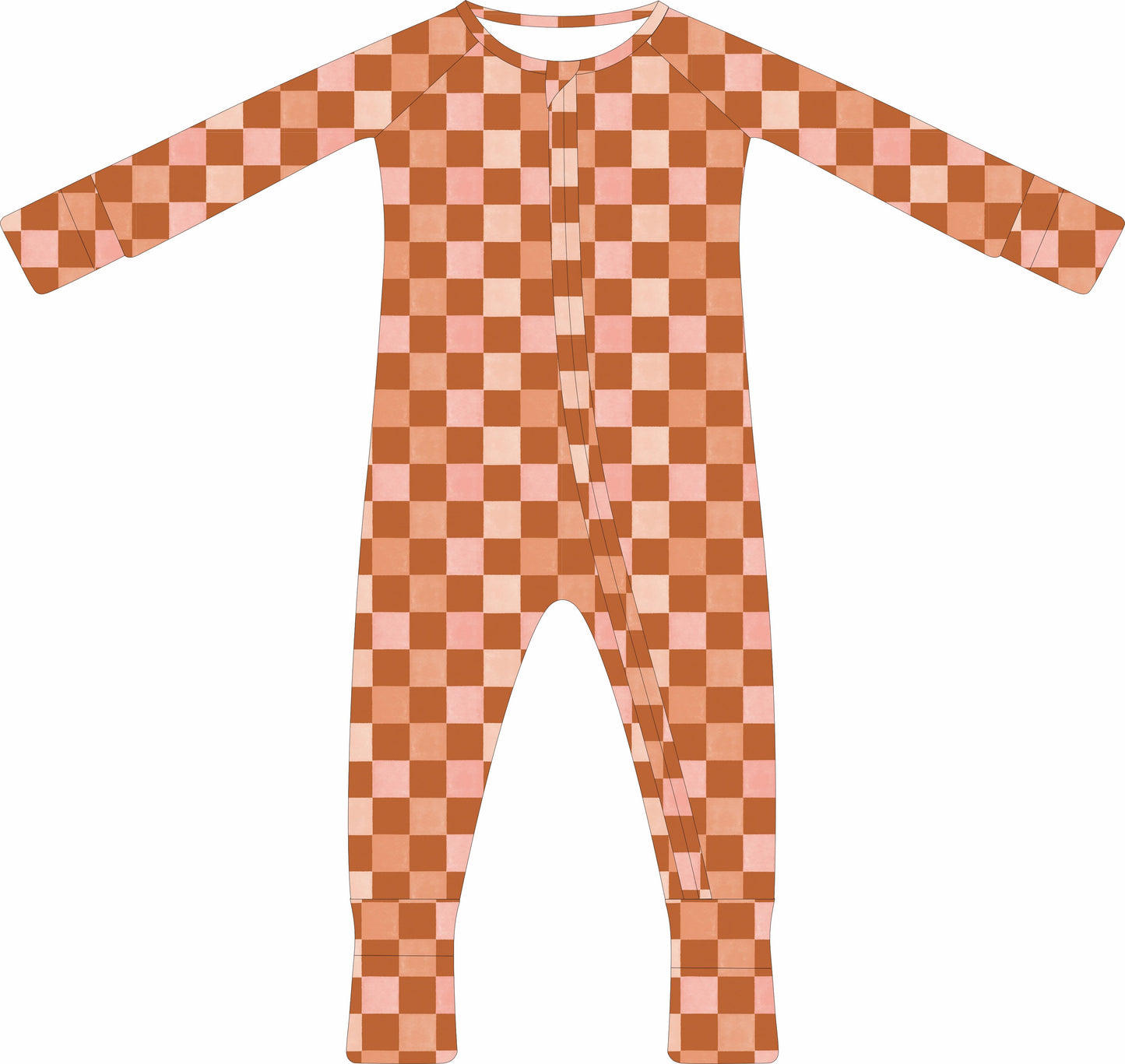 (PREORDER) Convertible Two-Way Ruffled Zipper One Piece | Coral Checker