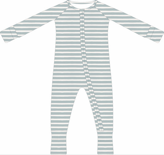 (PREORDER) Convertible Two-Way Ruffled Zipper One Piece | Vintage Stripe