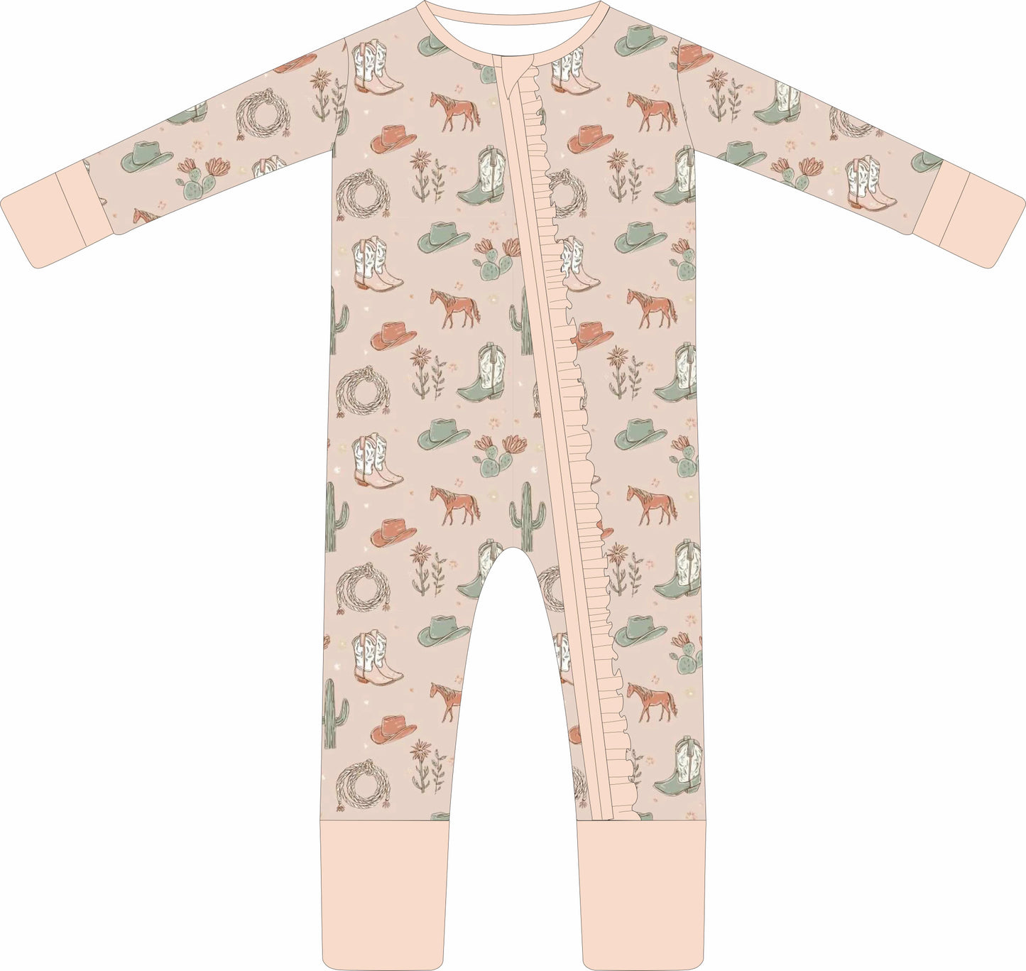 (PREORDER MARCH) Bamboo Ruffle Loungewear | Cactus Cowgirl