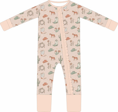 (PREORDER MARCH) Bamboo Ruffle Loungewear | Cactus Cowgirl