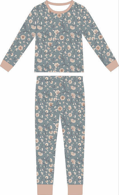 Convertible Two-Way Ruffled Zipper One Piece | Dusty Blue Floral