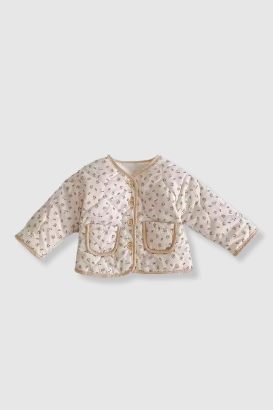 Floral Coat with Khaki Trim