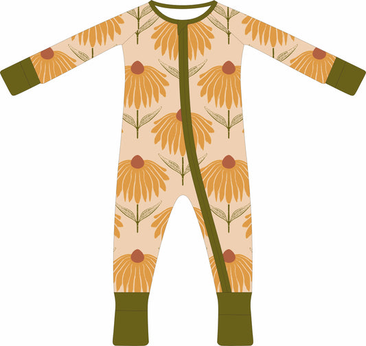 (PREORDER) Convertible Two-Way Ruffled Zipper One Piece | Sunflower