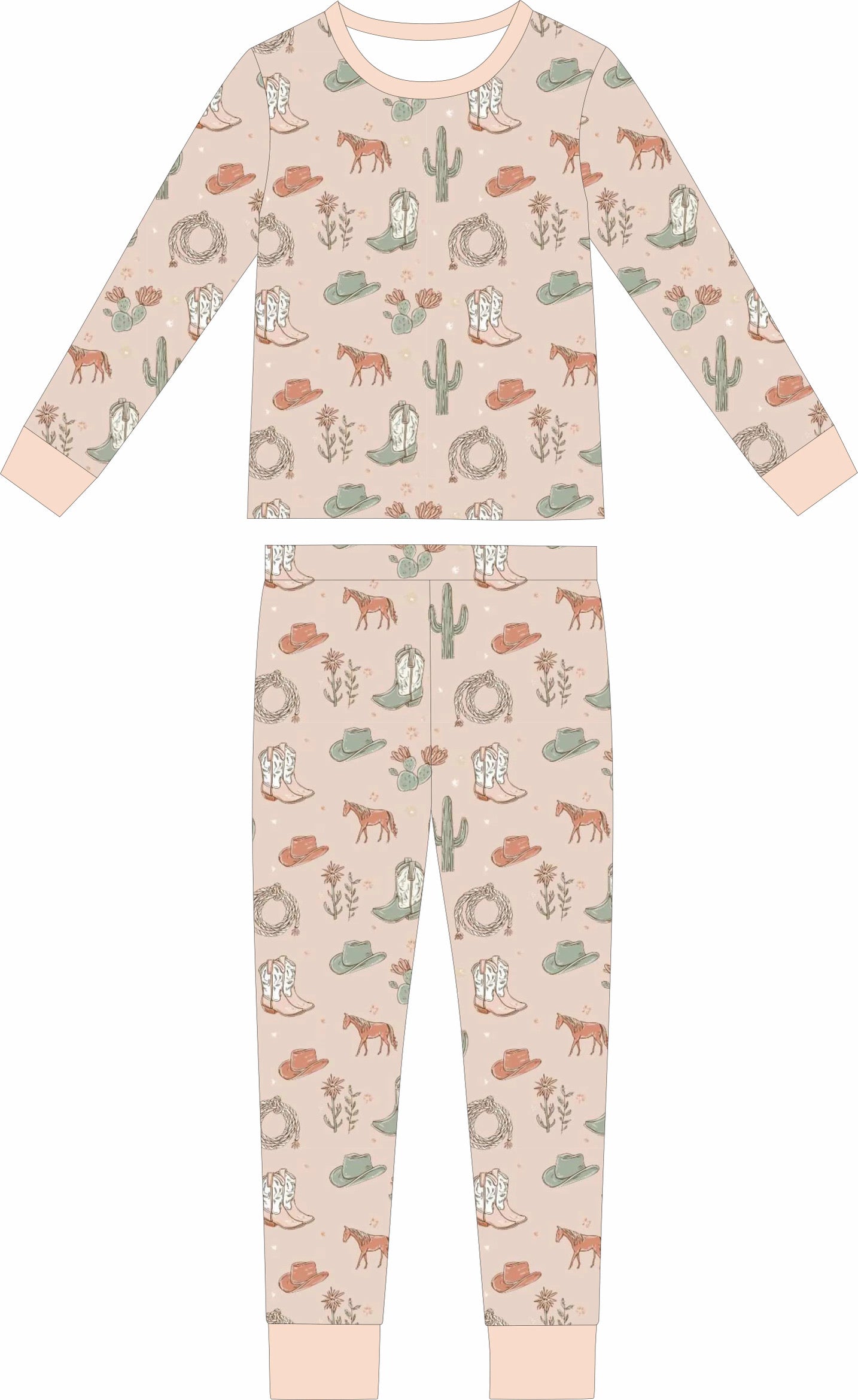 (PREORDER MARCH) Bamboo Ruffle Loungewear | Cactus Cowgirl