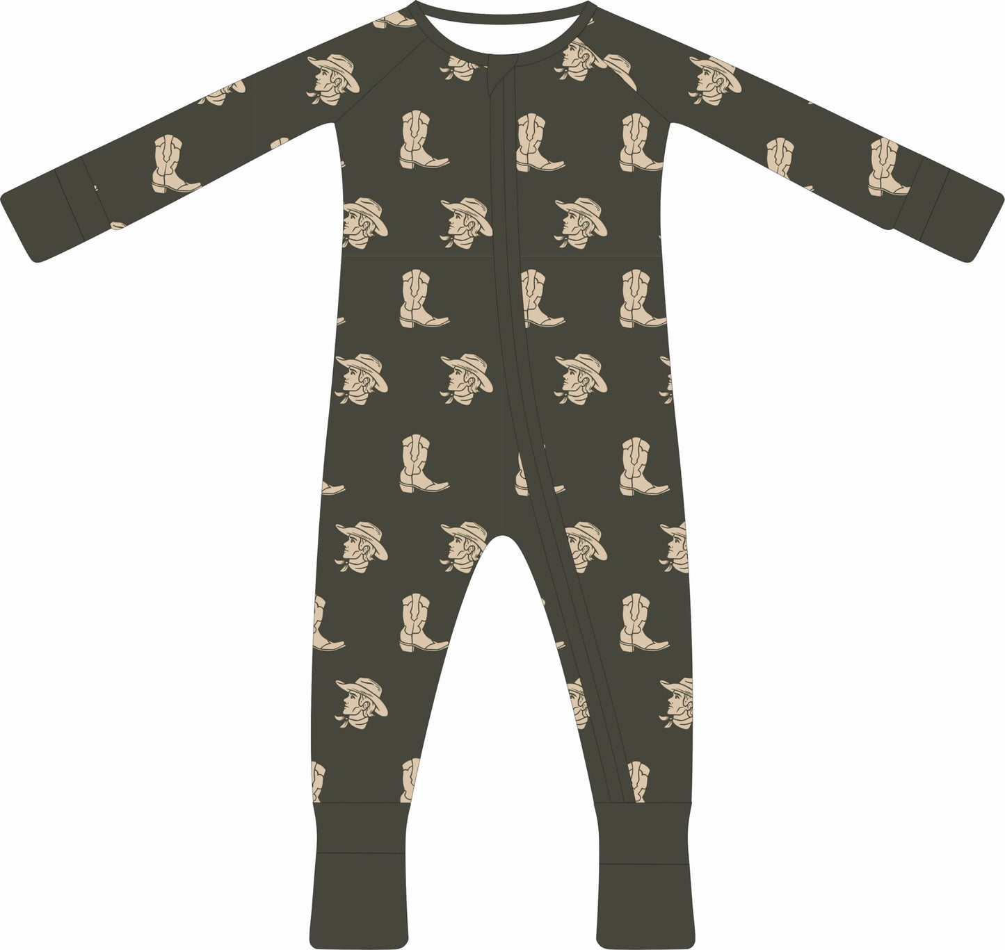 (PREORDER) Convertible Two-Way Ruffled Zipper One Piece | Camo Cowboy