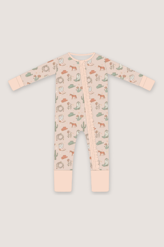 (PREORDER MARCH) Bamboo Ruffle Loungewear | Cactus Cowgirl